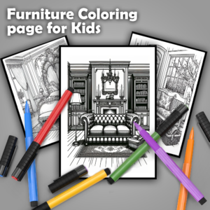 50 Furniture coloring page for kids