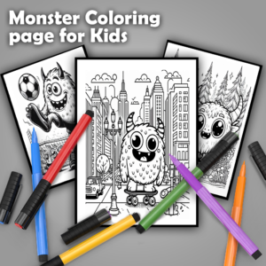 30 monster coloring page for kids