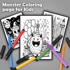 50 monster coloring page for kids