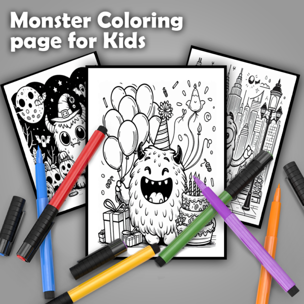 50 monster coloring page for kids