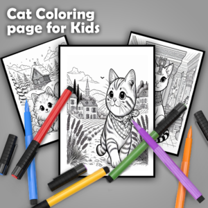 cat coloring page for kids