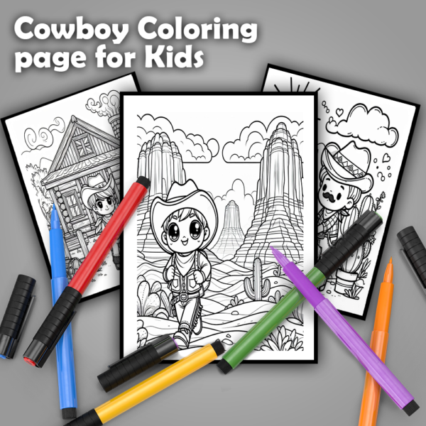 cowboy coloring page for kids