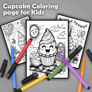 cupcake coloring page for kids