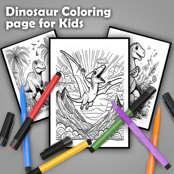 50 Dinosaur coloring page for kids