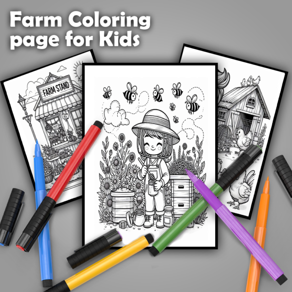 30 farm coloring page for kids