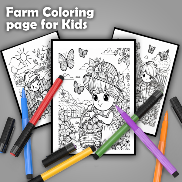 50 farm coloring page for kids