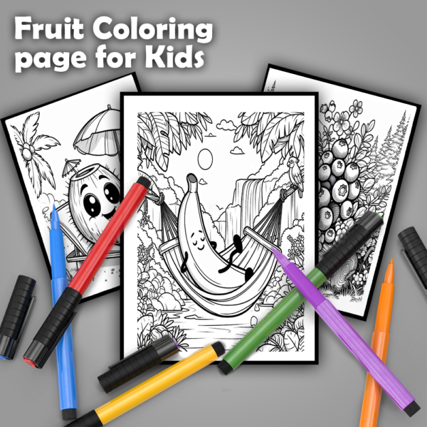 fruit coloring page for kids