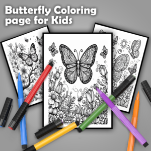 30 page butterfly coloring page for kids