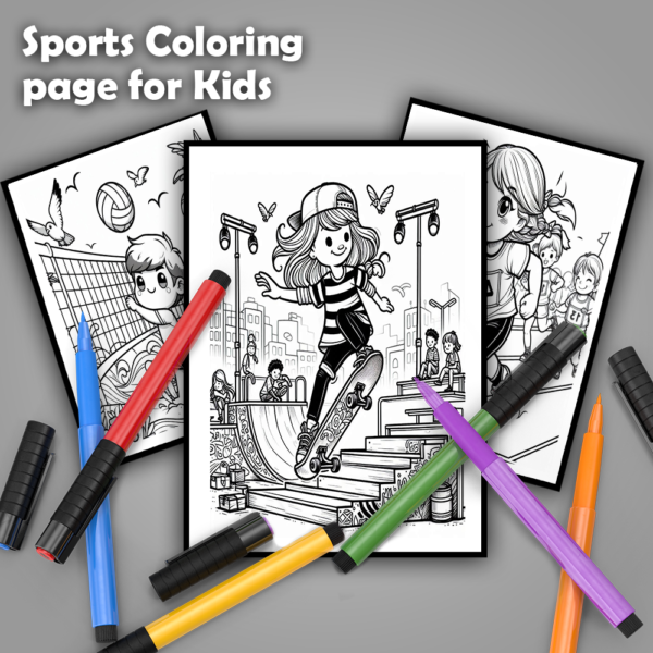 50 sports coloring page for kids