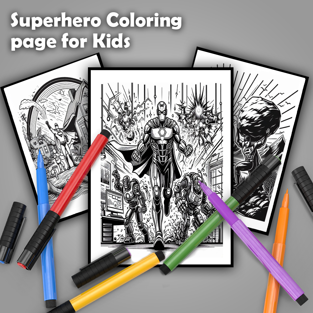 50 superhero coloring page for kids